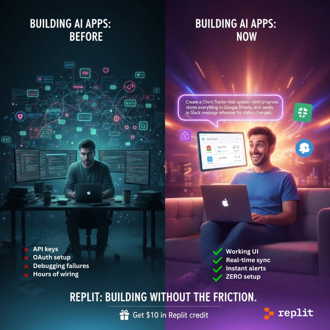 Maraz87654Hasan's tweet image. The fastest way to build an AI app in 2025 isn’t code.

It’s a sentence.

Last week, I built a full Client Tracker (with Slack alerts + Sheets sync) in 5 minutes.

No APIs.
No OAuth.
No setup.

Here’s exactly how 👇