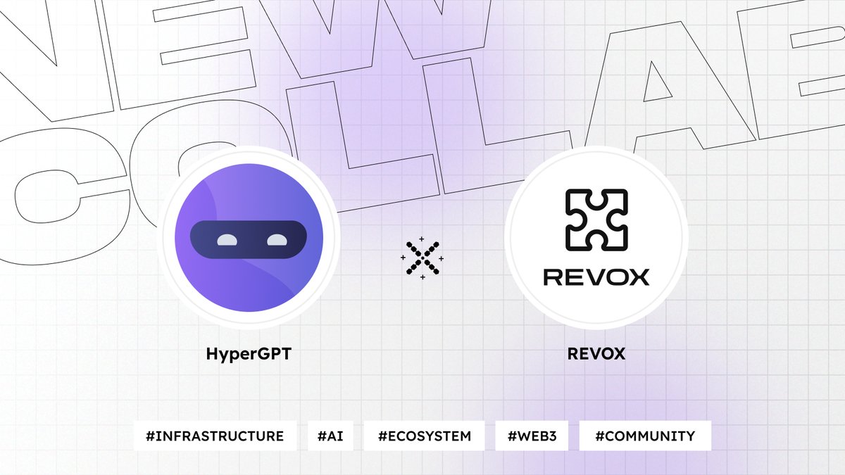 hypergpt's tweet image. HyperGPT x @revoxdotai : Unlocking the Next Era of On-Chain AI Innovation 🤖🌐

We’re thrilled to announce a strategic partnership with REVOX.AI, a modular on-chain AI network redefining how decentralized applications are built and powered by AI. ⚡️

HyperGPT’s…