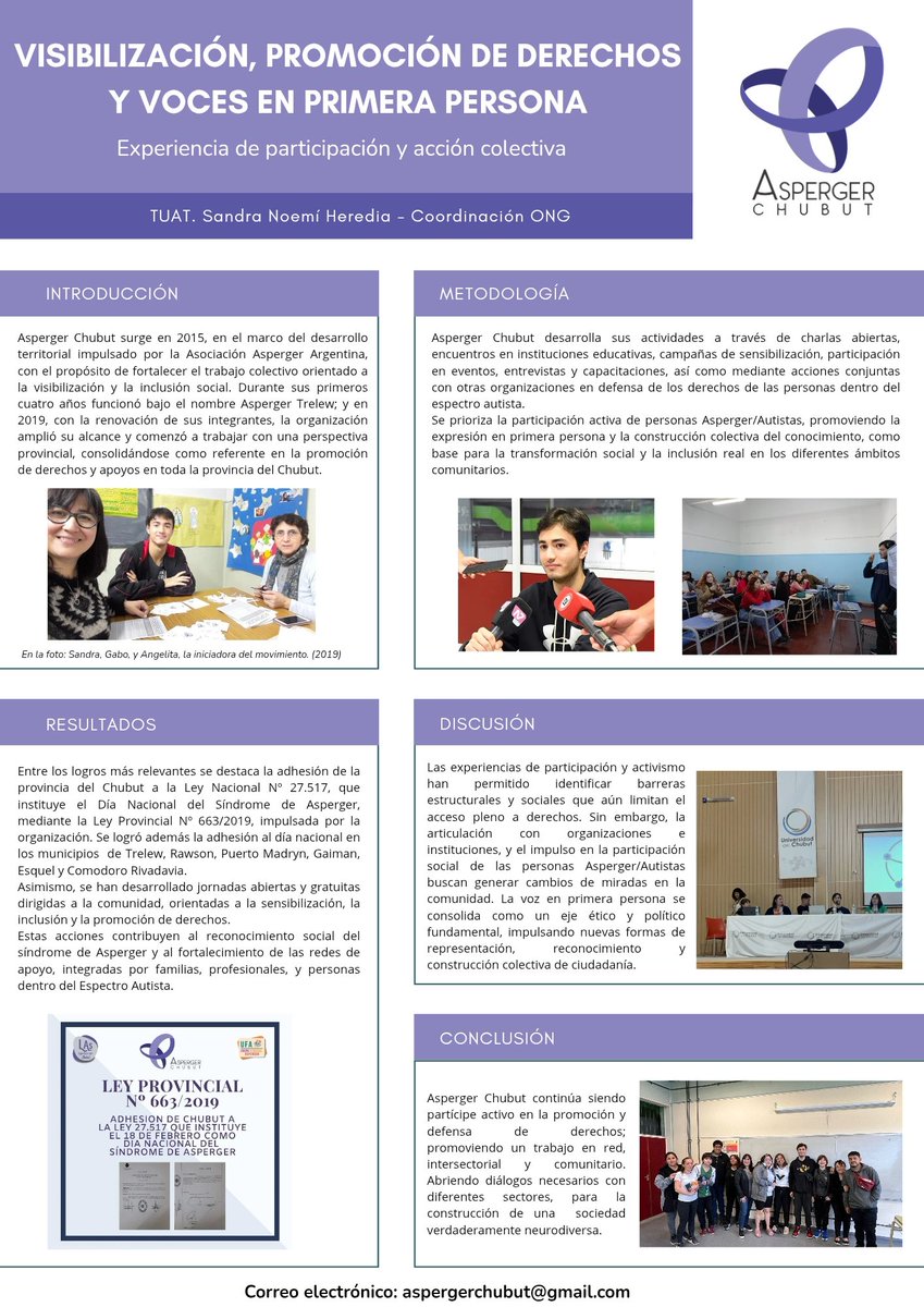 El sábado 15 de noviembre estuvimos presentes en el 40 aniversario del Colegio Profesional de Psicólogas y Psicólogos de Chubut. 
Participamos en instancias de conversatorio, mesas interdisciplinarias, y debates.
Presentamos además un póster con nuestra historia y recorrido.
💜✊🏻