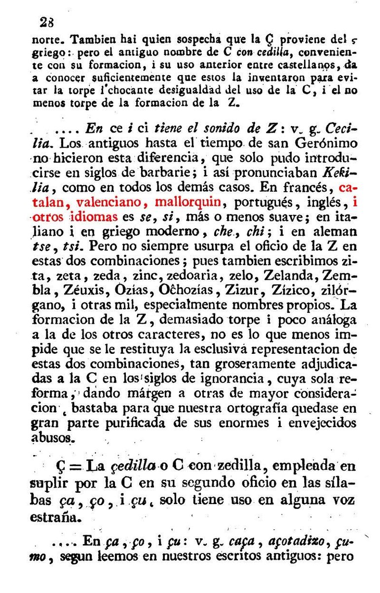 ¿Qui diu que el valencià no es una llengua?

2.- Pagina nº 28 del llibre 'La doble ortología castellana correspondencia entre la pronunciación y la escritura de este idioma', de D. Gregorio García del Pozo (Madrid, 1825). A on diferencia les llengües.
