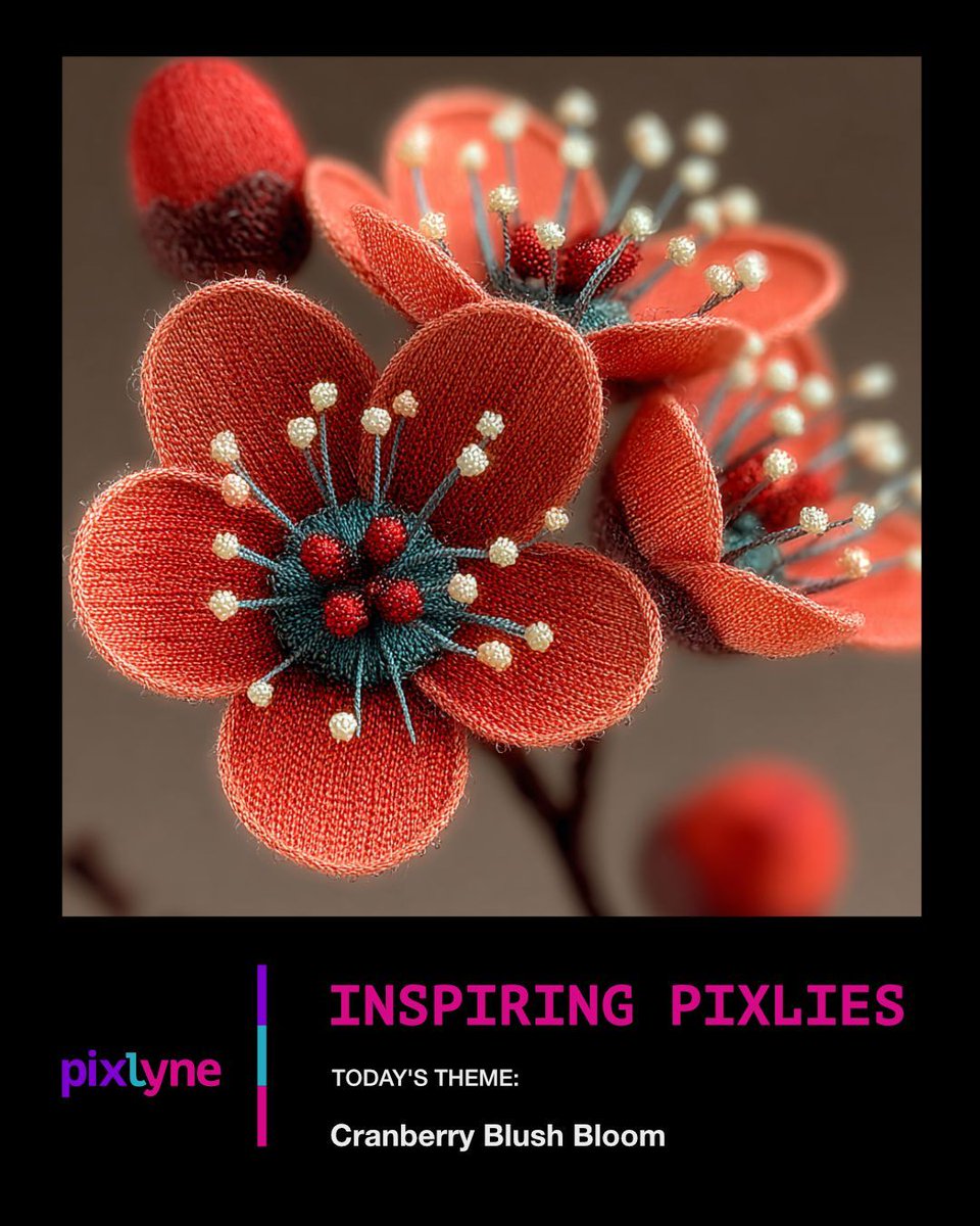 WeArePixlyne's tweet image. ✨INSPIRING PIXLIES✨
😊Cranberry Blush Bloom🌺

A soft burst of color unfolds in Cranberry Blush Bloom, where every petal looks hand-stitched with tenderness. Let this delicate bloom remind you that even the smallest details can spark the brightest wonder.✨￼😊…