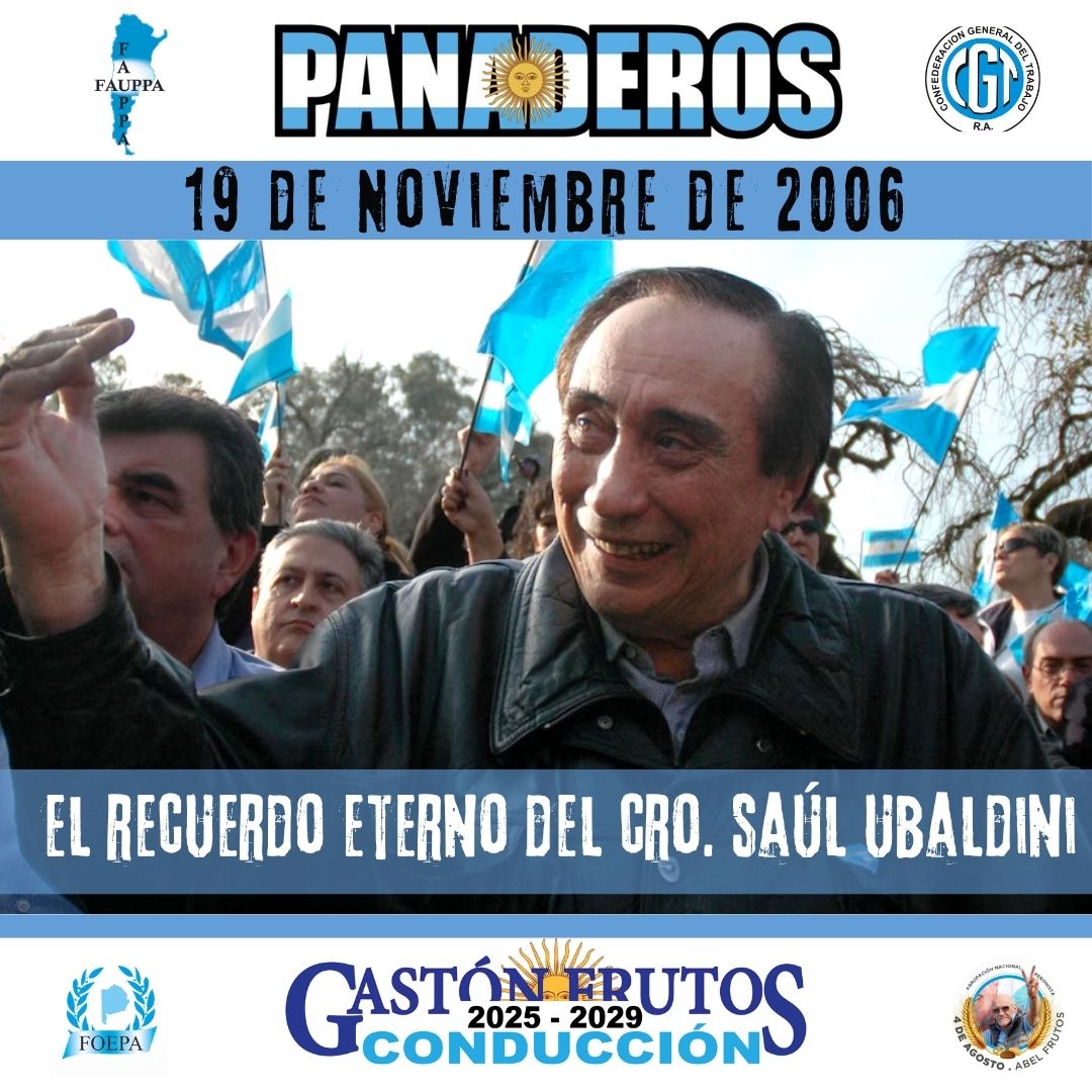 ✊🕊️🇦🇷 A 19 años de su partida, recordamos al Cro. Saúl Ubaldini, emblema de lucha, dignidad y resistencia del movimiento obrero argentino.
<a href="/cgtoficialok/">CGT</a>