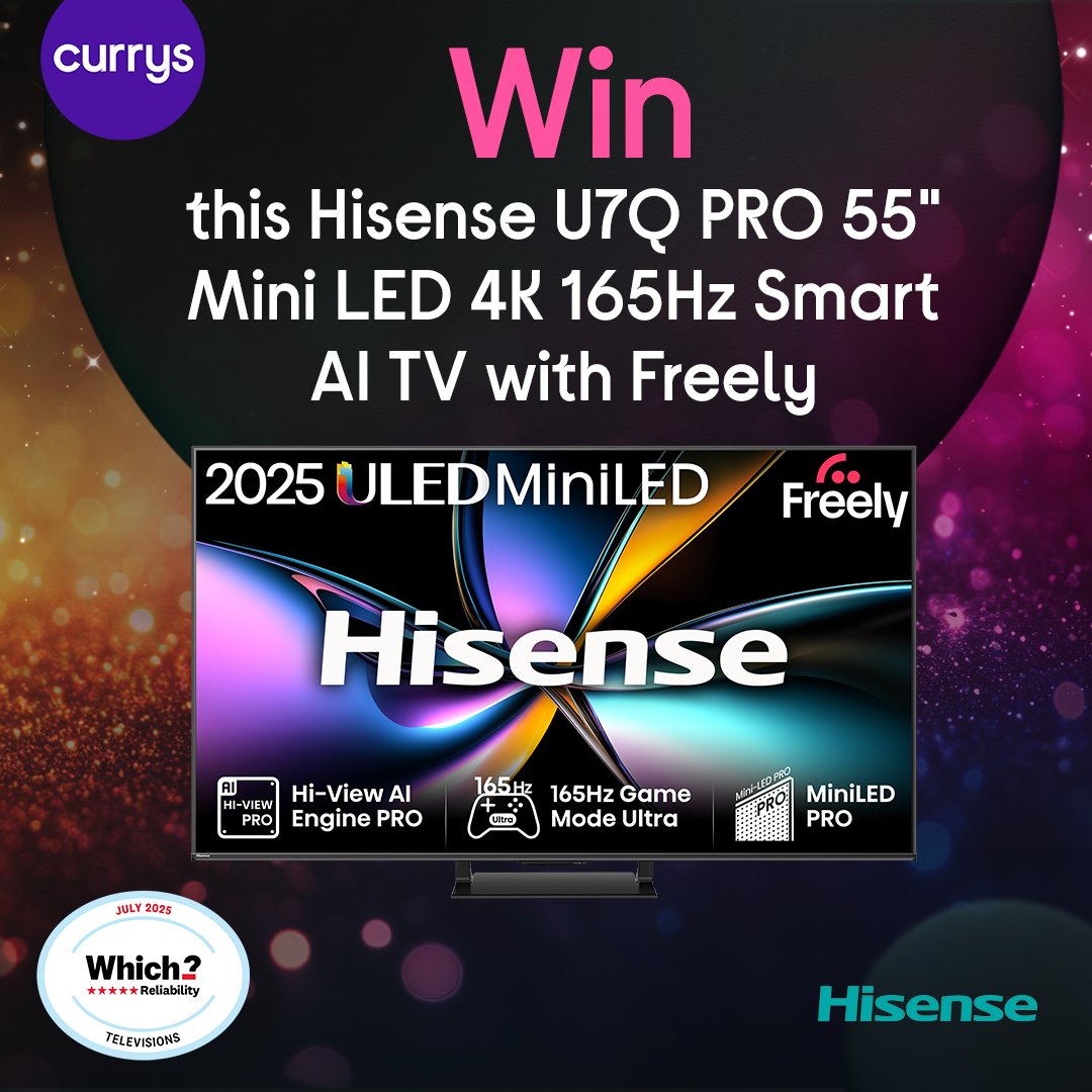 currys's tweet image. ✨ GIVEAWAY TIME✨

We&apos;re celebrating this Black Friday with a full day of TV giveaways! 

To enter follow @Currys, like this post and reply with your favourite movie snack #CurrysPurpleFriday 👇

Comp closes: 20/11
T&amp;amp;Cs: bit.ly/4i1CE9Y