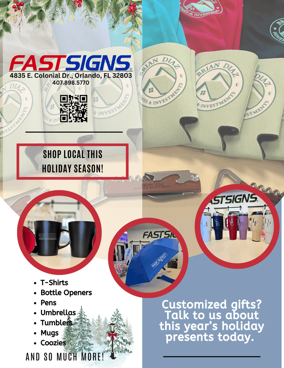 FastsignsOrland's tweet image. FASTSIGNS Orlando-Central has your holiday gifts covered! Whether it be corporate, personal, or a something for yourself, we&apos;re here for more than just your signage needs. ☃️

#FASTSIGNSOrlandoCentral #corporategifts #customgifts #makeyourstatement #happyholidays