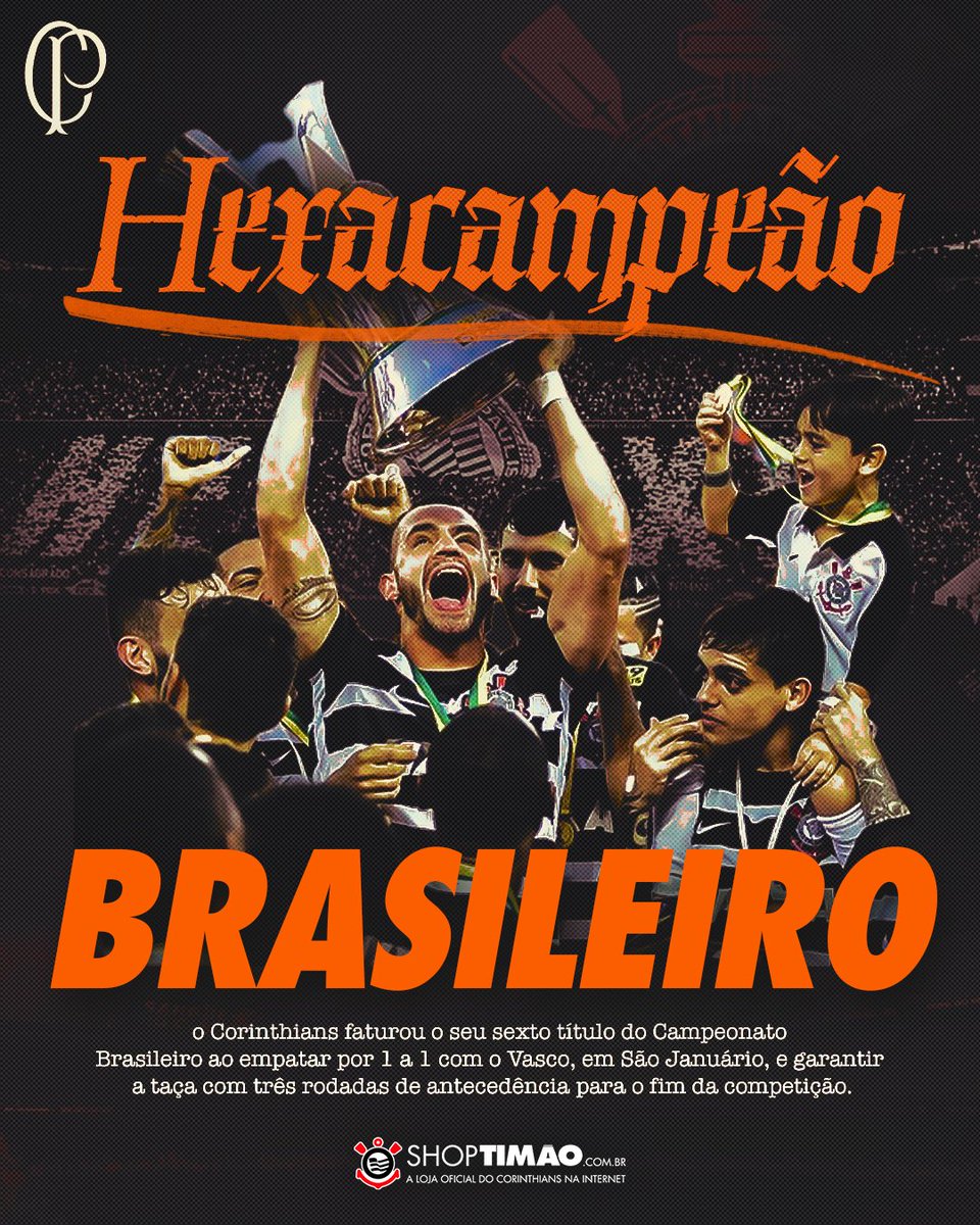 Há 10 anos, o Corinthians se consagrava hexacampeão Brasileiro! 🏆

Em campanha pra ficar na história, o Coringão se tornou campeão pela sexta vez após empate de 1x1, em São Januário contra o Vasco da Gama, o gol do Timão foi marcado por Vagner Love! 🖤🤍

#Brasileirão2015 #SCCP