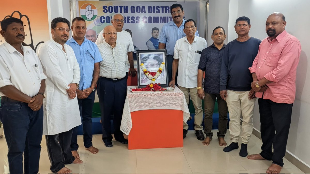 INCSGoa's tweet image. Indira Gandhi’s birth anniversary was respectfully celebrated at the South Goa District Congress office, honouring her legacy of strength, leadership and unwavering commitment to the nation.