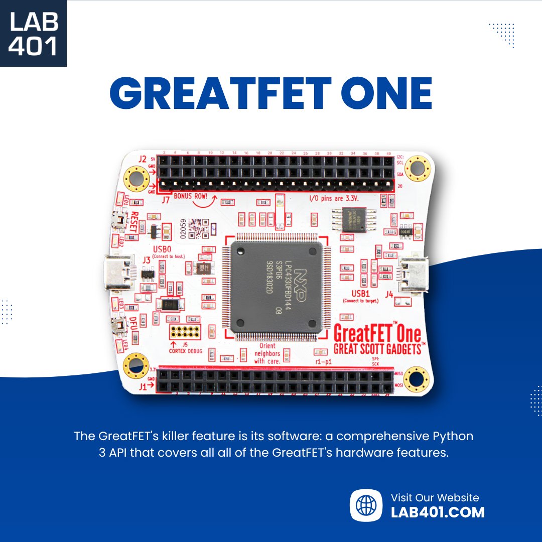 Lab_401's tweet image. ⚡ GreatFET One: the hardware hacker’s best friend. Reverse, debug &amp;amp; develop with ease—logic analyzer, USB sniffer, debugger, bit-banger &amp;amp; more in one powerful open-source tool. l.lab401.com/i2H95 
#GreatFET #HardwareHacking #pentesting #infosec #Lab401