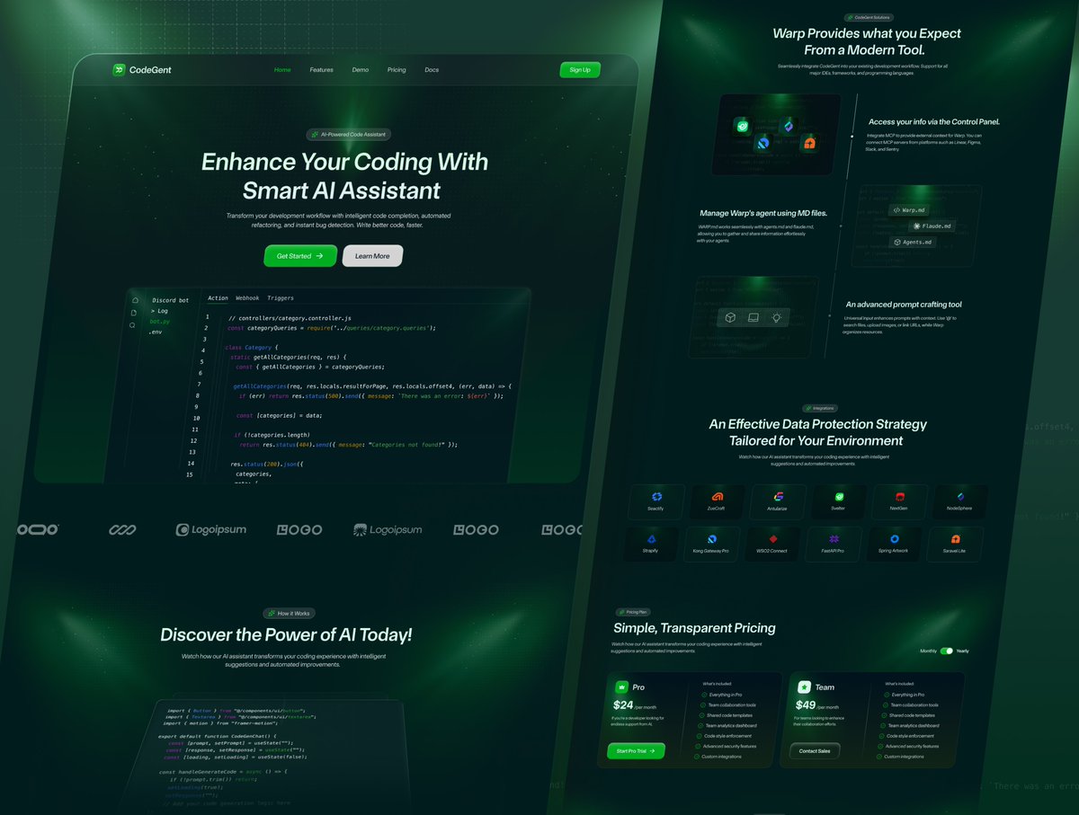 ufinitystudio's tweet image. CodeGent – AI Code Assistant SaaS Website Template Design is now officially approved on UI8 💥

Full preview link in comments👇 

#CodeGent #UfinityStudio #UI8 #WebDesign #AIWebsite #AICodeAssistant #SaaS #SaaSWebsite #UIDesign #UXDesign #UIUXDesign #Webflow #WebflowDesign