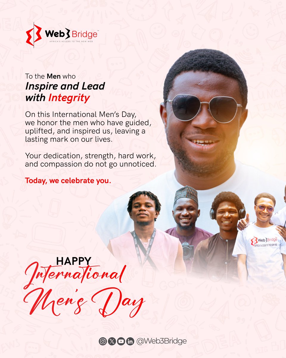 Web3Bridge's tweet image. Some heroes don’t wear capes, they show up as mentors, friends, brothers, and teammates. Your efforts may not always be loud, but they are deeply felt.

Happy International Men’s Day ❤️

#InternationalMenDay