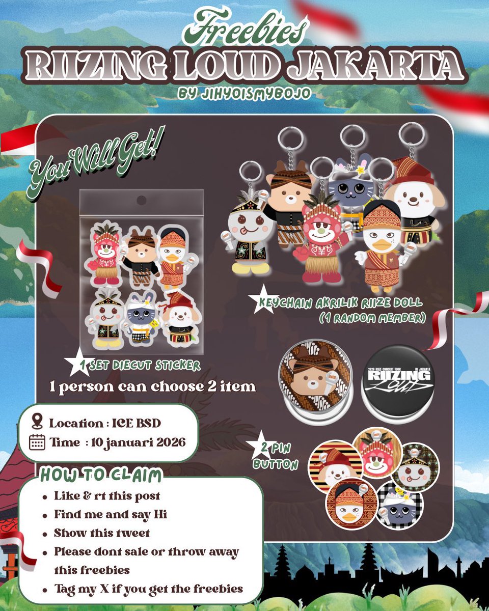 jihyoismybojo's tweet image. ❤️FREEBIES RIIZING LOUD JKT🤍
By @jihyoismybojo 

📆10 January 2026
📍ICE BSD Hall 5-6

🧡 limited qty
🧡trade? Rep/dm 
🧡check the pic for more details 

rts and likes are appreciated ❤️🤍
 #RIIZINGLOUDinJKT 
#RIIZINGLOUD_IN_JAKARTA #riizeinjkt