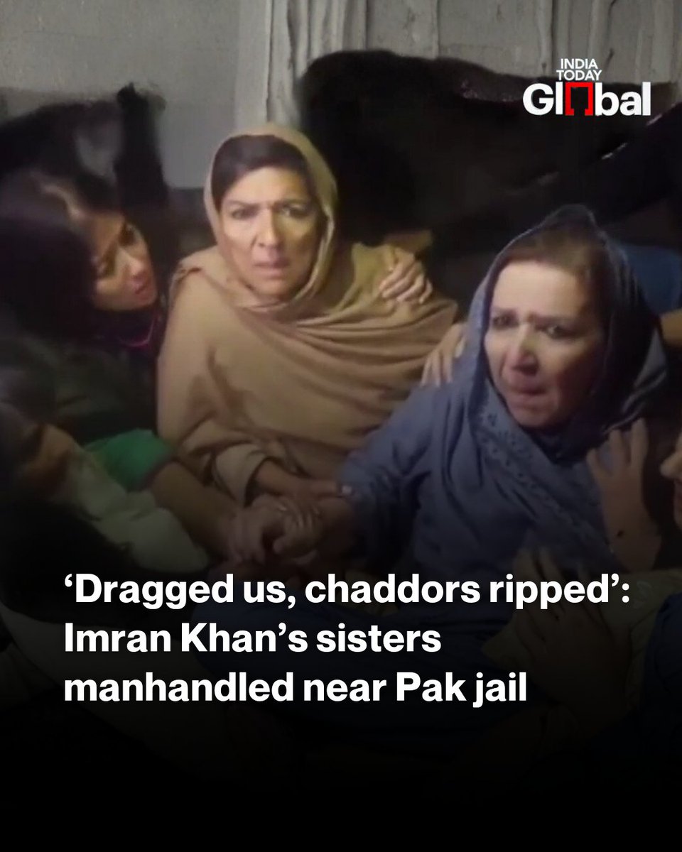 ITGGlobal's tweet image. A late-night confrontation broke out outside Adiala Jail after Imran Khan’s sisters alleged they were dragged, manhandled, and briefly detained during a sit-in. The protest followed their denied request for a weekly meeting with the jailed former PM. PTI claimed women officers…