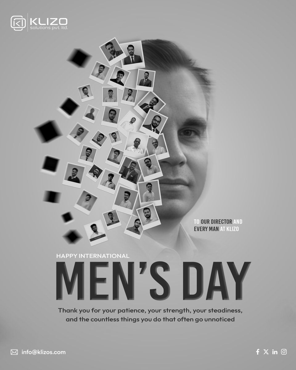 Today, we celebrate the men of Klizo - the leaders, innovators, problem-solvers, and steady forces behind our growth.

Your dedication, resilience, and commitment inspire excellence every day.
Happy International Men’s Day to our director and every man at Klizo.
Thank you for all