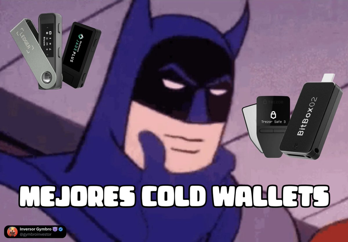 Mejores billeteras frias 🔐

Cuando hablamos de custodiar criptos la opción más segura es usar una cold wallet.

Pero claro, hay decenas de opciones...

Así que vamos a ver las 5 más conocidas, sus características y cuál utilizo yo 👀

Dentro hilo 🧵