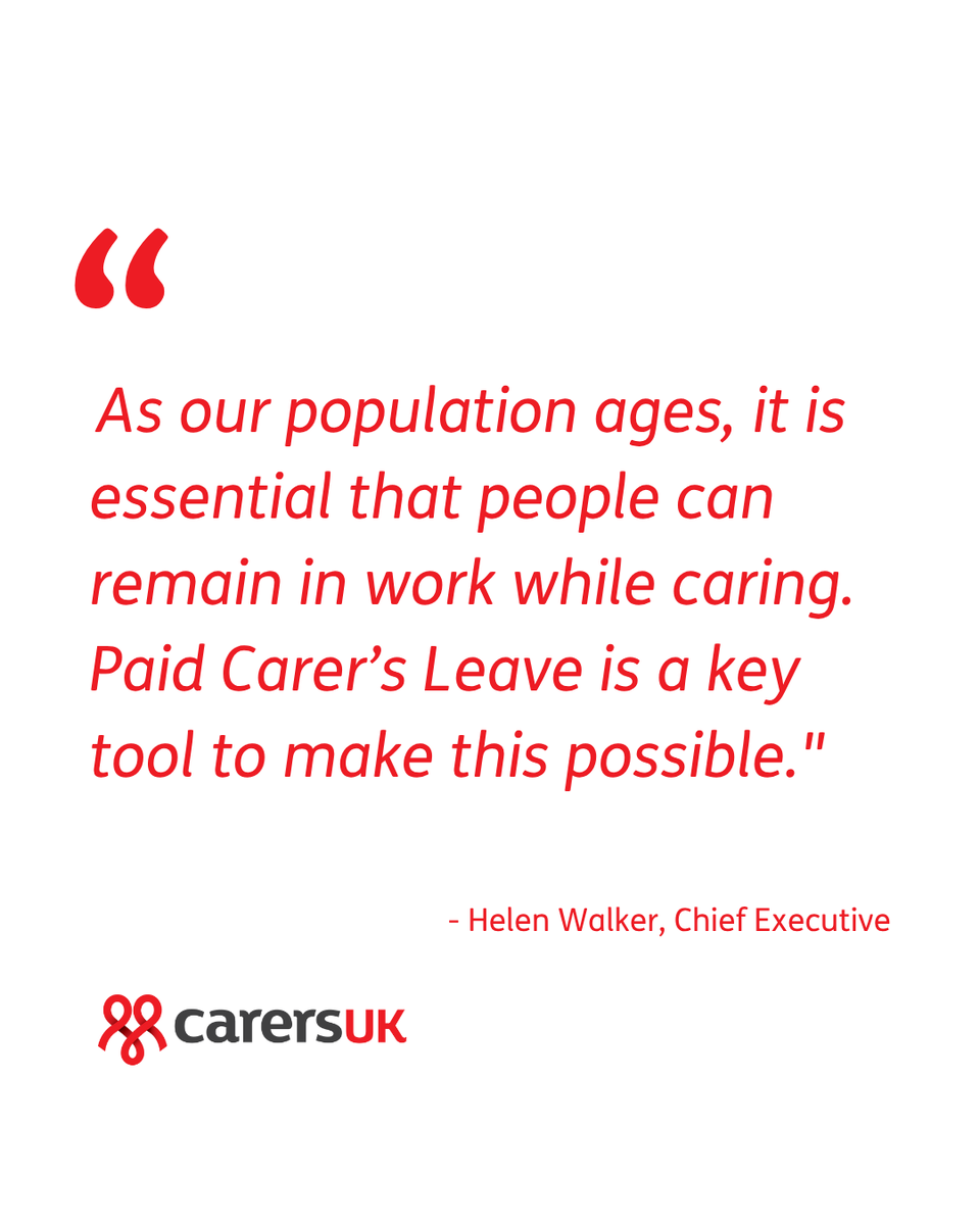 CarersUK's tweet photo. “As our population ages, it is essential that people can remain in work while caring. Paid Carer’s Leave is a key tool to make this possible."

We are pleased to see publication of the Carer’s Leave review Terms of Reference. Read our full statement: https://t.co/gYb1yEef0L https://t.co/tSvmRjSeFL