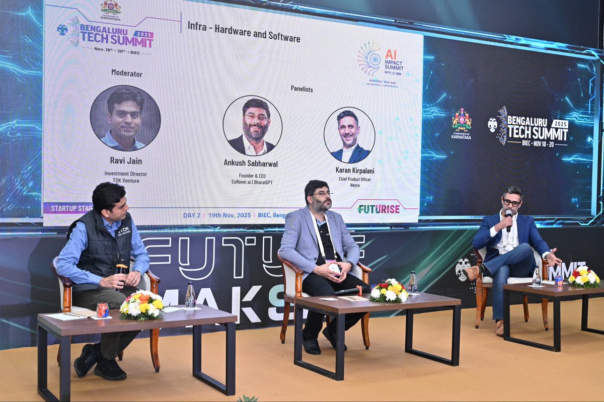 blrtechsummit's tweet image. Featured under the Startup Stage Track, the panel on ‘Infra – Hardware and Software’ explored how next-gen compute systems, advanced hardware, and intelligent software frameworks are shaping the backbone of an AI-first world. The discussion highlighted the need for seamless…