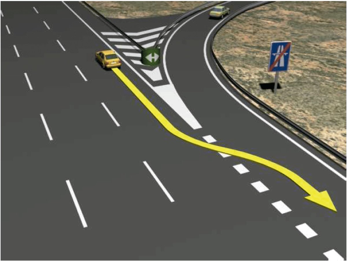 DGTes's tweet image. #TestDGT Circulando por una autopista observa que se ha pasado una salida, ¿puede volver a ella circulando marcha atrás? 
A. No. 
B. Sí, cuando el recorrido no supere los 15 metros. 
C. Sí, comprobando que no existe peligro para otros usuarios.