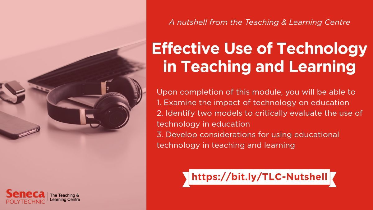 Seneca_TandL's tweet image. There are so many educational technologies available! Which ones should you use? And how should you use them? In our Effective Use of Technology in Teaching &amp;amp; Learning #TLCnutshell, we&apos;ll reflect on considerations for effective use of ed tech. bit.ly/TLC-Nutshell