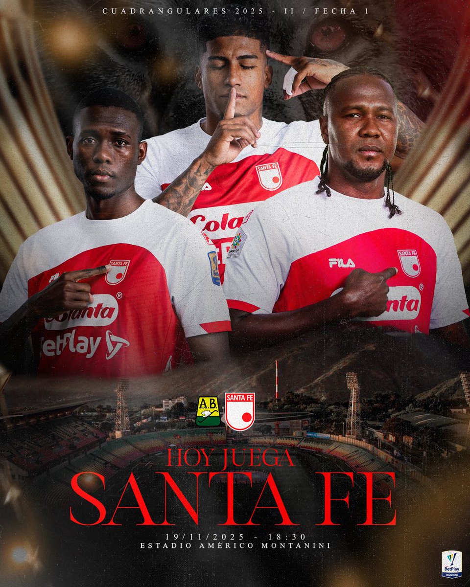 ¡Hoy juega el León 🦁, El Primer Campeón 🇮🇩!

Desde las 18:30 enfrentamos la fecha 1 de los cuadrangulares finales de la <a href="/LigaBetPlayD/">LigaBetPlayDimayor</a> ⚽️

#VamosSantaFe ❤️🤍