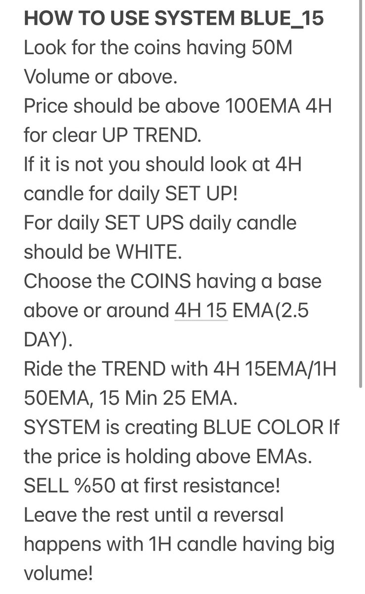 SecoPD's tweet image. #SYSTEM #BLUE_15

I am  giving you my SYSTEM and RULES. This version is simplified for better execution!

Use 4H 100 EMA (Long trend) and 4H 15 EMA(Short Trend) for BIAS; wait for FAKING and make your ENTRY with 1H REVERSAL!

It is the licence to PRINT MONEY.

It has several EMAs…