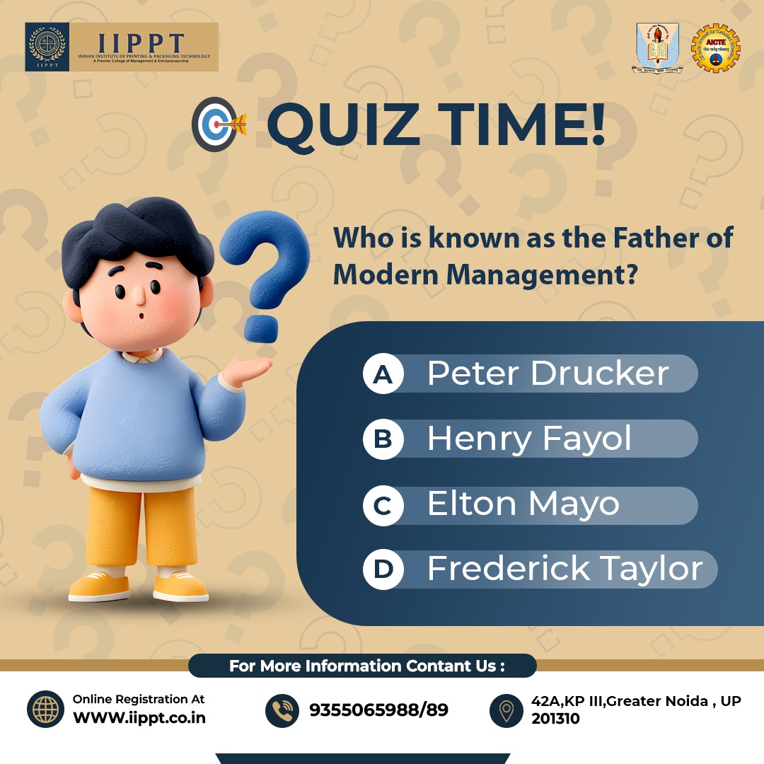 iipptcollege's tweet image. It’s Quiz Time! 🤓
Think you know this one? Drop your answer in the comments!
Let’s see who gets it right! 👇

#QuizTime #IIPPT #KnowledgeCheck #ManagementQuiz #FunLearning #StudentLife #EducationMatters #DailyQuiz #EngageAndLearn #GuessTheAnswer