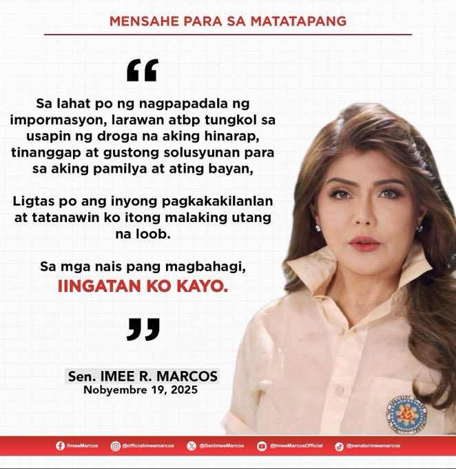 Jjcruz2's tweet image. Wag masyadong tira nang tira, baka ma-bullseye kayo ng facts ni Imee. Tandaan niyo, this is her big moment!😅

Ito lang ang Marcos na consistent sa goal na; makabalik, makabangon at gustong i-redeem ang pangalang Marcos.👌