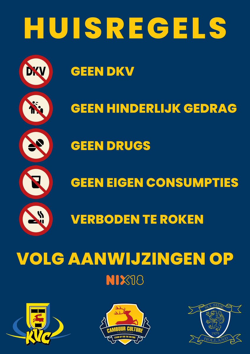 𝑵𝒊𝒆𝒖𝒘𝒆 𝒉𝒖𝒊𝒔𝒓𝒆𝒈𝒆𝒍𝒔 𝒗𝒂𝒏 𝒐𝒏𝒔 𝒔𝒖𝒑𝒑𝒐𝒓𝒕𝒆𝒓𝒔𝒉𝒐𝒎𝒆!

Belangrijke mededeling:

De beide homes zijn vanaf nu 𝟏𝟖+ en alleen geopend vóór de wedstrijd, in de rust en na de wedstrijd! 
Net zoals in het oude stadion.