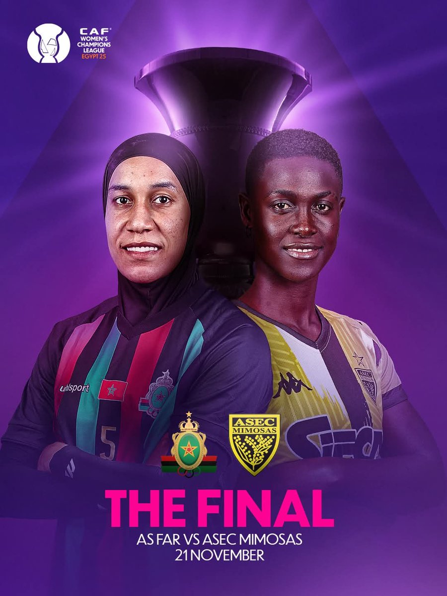 #Actionnaires 💛🖤
L’ASEC Mimosas défiera l’AS FAR en finale de la Ligue des champions féminine de la CAF, ce vendredi à 17h GMT, au stade de Suez.
Nos Mimosas sont à 90 minutes d’inscrire le nom du club au sommet du football féminin africain.

La dernière bataille est là.
La