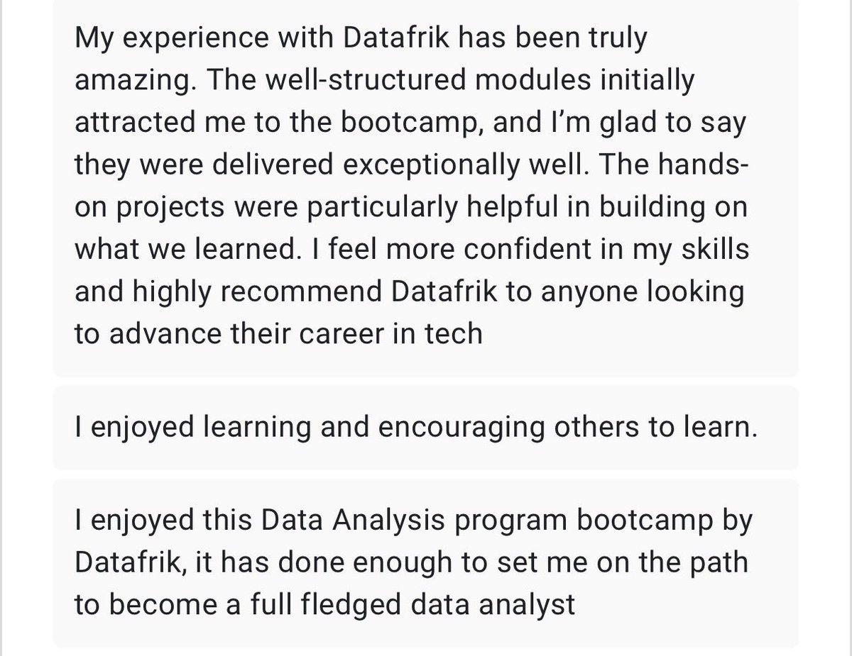 thenaijacarguy's tweet image. “The well-structured modules initially attracted me to the bootcamp, and I’m glad to say they were delivered exceptionally well”