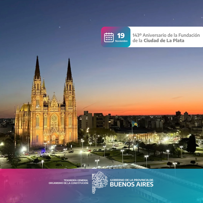 Saludamos a las y los platenses en su día en este nuevo aniversario de la fundación de La Plata, capital de nuestra querida Provincia.

¡¡Feliz 143° Aniversario #LaPlata!✨