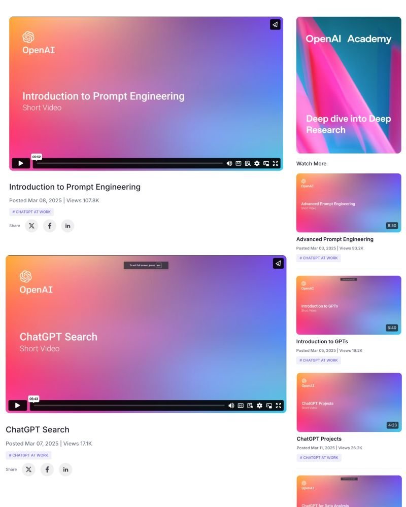 DataChaz's tweet image. Most people don&apos;t know this exists.

OpenAI recently launched the AI Academy, and it’s completely free!

11 courses covering:
→ Prompt engineering
→ Reasoning with ChatGPT
→ Data analysis
→ Coding, writing, search &amp;amp; more

Perfect for beginners or tinkerers!

Link below 🧵↓