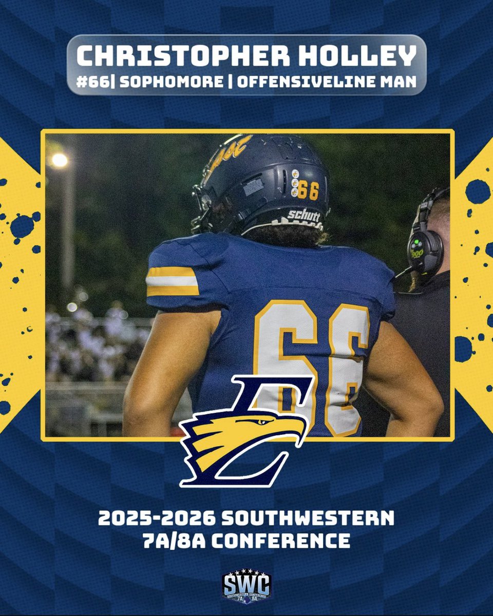 CHRISHOLLEY2028's tweet image. Grateful to be selected All-Conference for Offensive Line. Big thank you to my coaches, teammates, and everyone pushing me to get better every day. #AllConference #OLine #Trenches #HardWork #Blessed #StudentAthlete @eastmeck_ftball @Sanders0204 @eastmeck_sports
