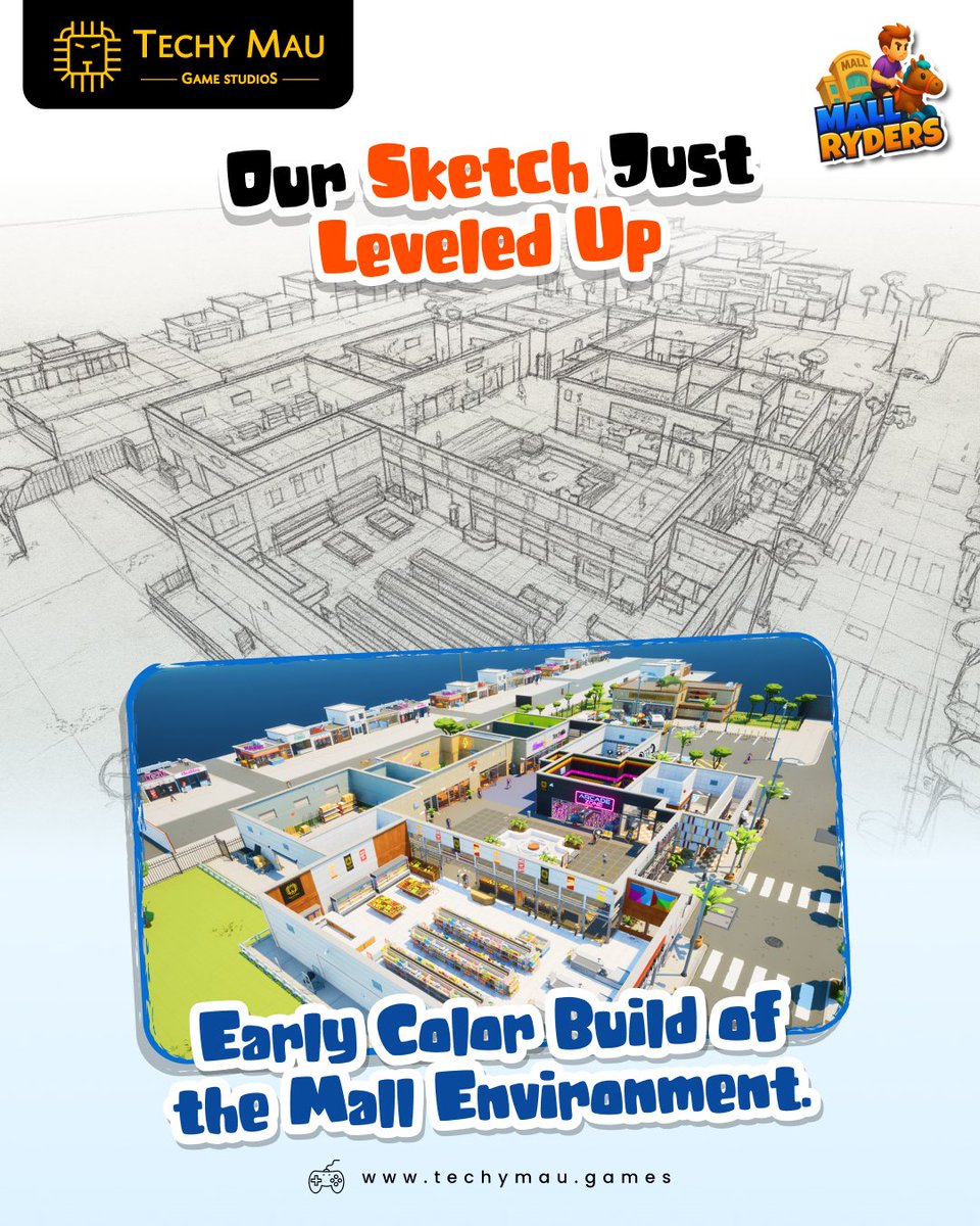Techymaugame's tweet image. From a messy sketch to a world coming alive — the mall is finally taking shape.

Thanks for riding with us!

Blog Link to know more- techymau.games/#/blogdetails/…

#MallRyders #GameConcept #Devlog #GameDevelopment #LevelDesign #EnvironmentDesign