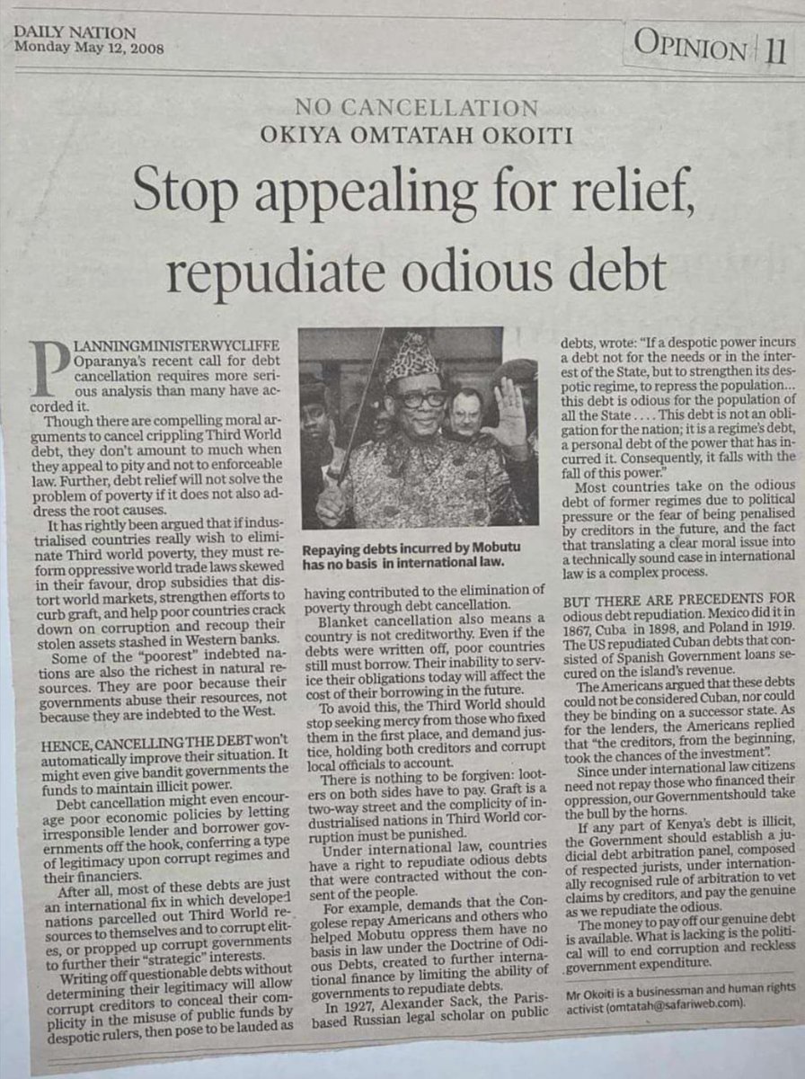 Now someone asks me, what is the solution to the Ksh 12T debt?

It's very simple;

Go after the illegal borrowers and the people who have stolen from this nation since independence 

Go after their foreign bank accounts where these money are hidden.

Do you know what they did in