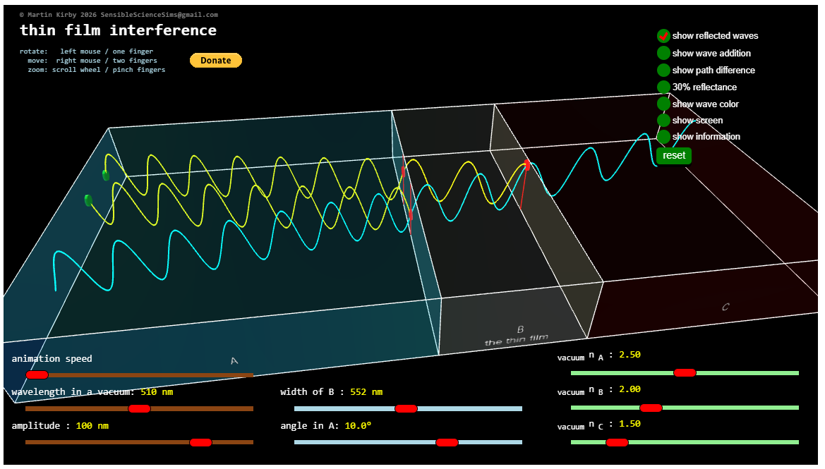 Excellent thin film interference simulation - thanks Martin Kirby... 
sites.google.com/a/kirbyx.com/w…