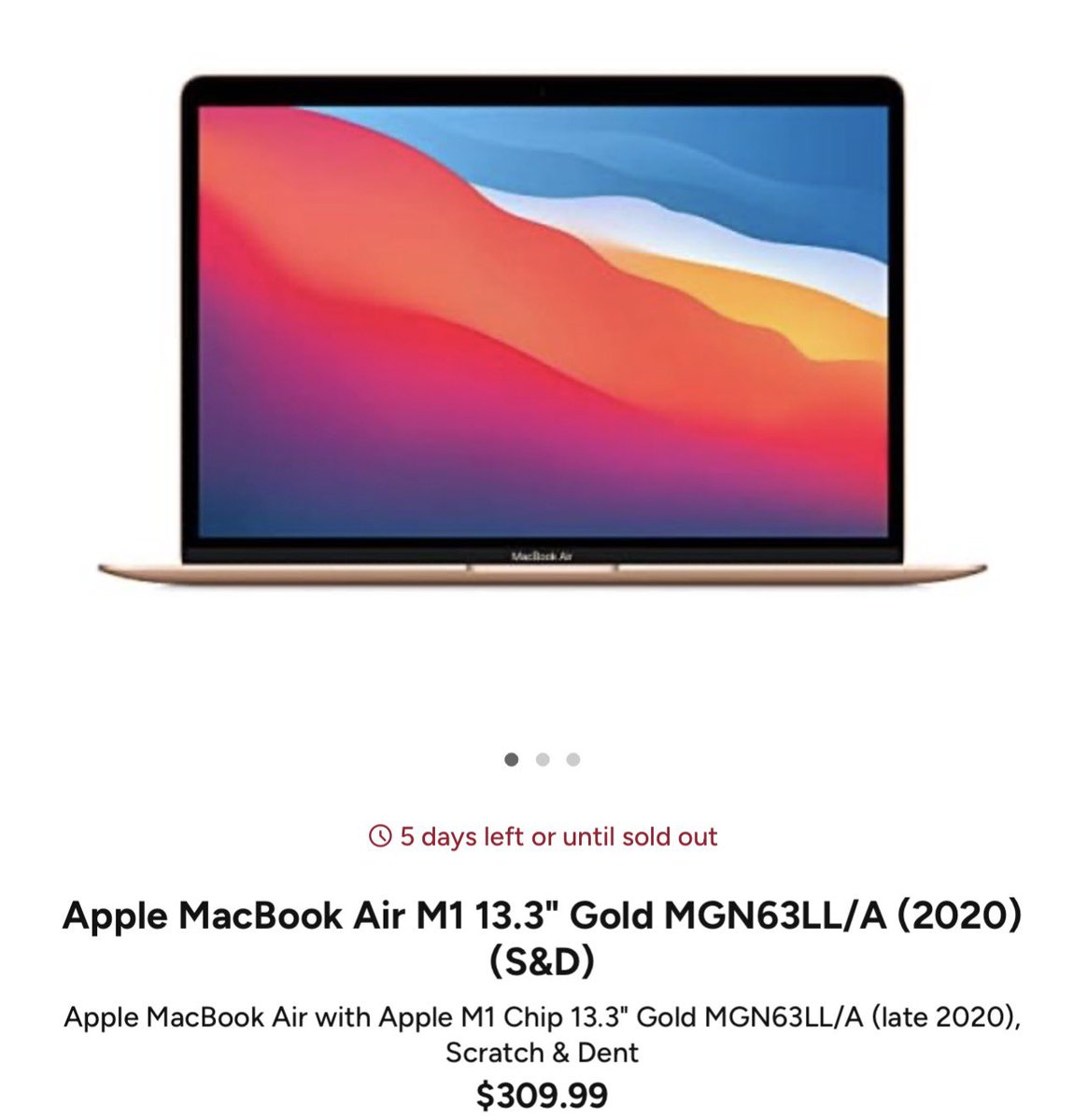 $690 OFF APPLE MACBOOK AIR M1 Originally $999, get it for only