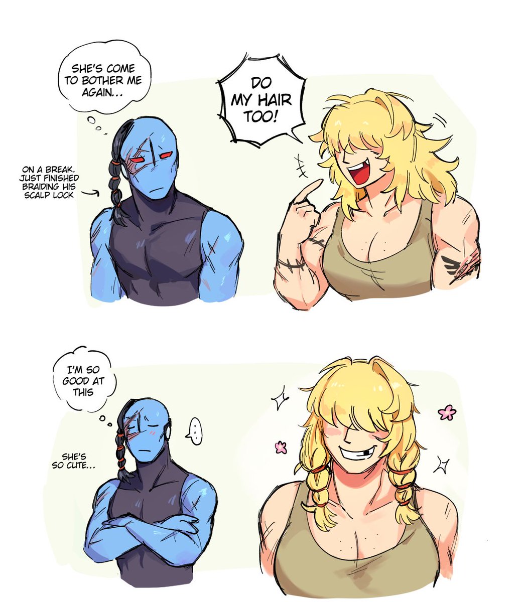 m0pan_40k's tweet photo. A gue’vesa gets her hair braided! ☀️ https://t.co/YyRyQDBiI8