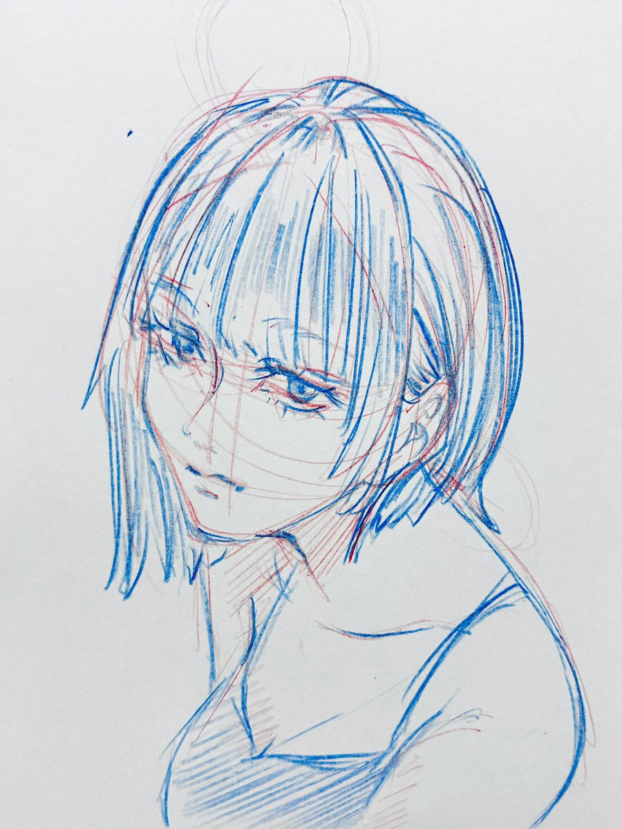 赤と青の合体してる鉛筆買ったけど良い使い方まだできてない