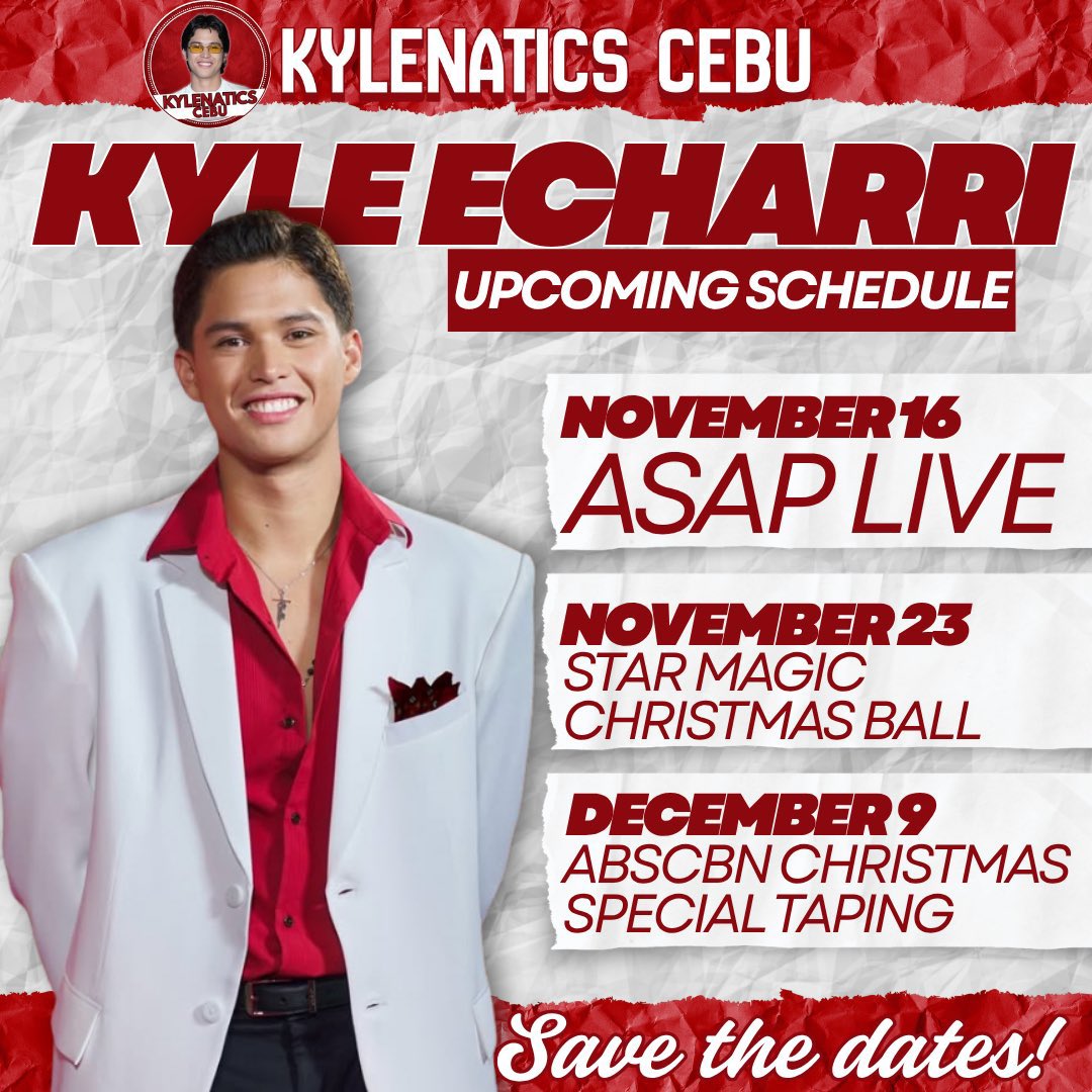 KylenaticsCEBU_'s tweet image. KYLE’S UPCOMING SCHEDULE

A fully loaded schedule for Kyle Echarri this upcoming days, starting with the ROJA premiere and followed by multiple event appearances.

Through every step, he continues to give his all. Let’s all keep supporting him! 

#KyleEcharri | @kyle_echarri ❤️