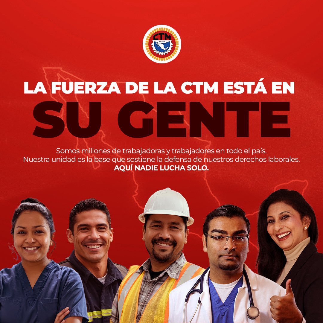 La <a href="/CTM_MX/">CTM Nacional</a> se fortalece todos los días con la participación y el compromiso de quienes la integran.
Somos una sola voz, una sola causa, una sola familia obrera.
¡Unidad y Trabajo! 👊 🇲🇽