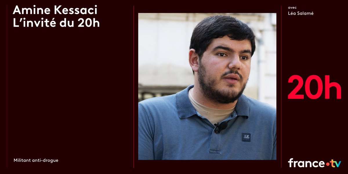 francetvpro's tweet image. 🔴 Exclusivité #France2 

Ce soir, Amine Kessaci, militant anti-drogue sera, en exclusivité, l’invité du @le20hfrancetele 

Au lendemain des obsèques de son frère et à la veille de la visite à Marseille du ministre de l’Intérieur,  il répondra aux questions de @LeaSalame