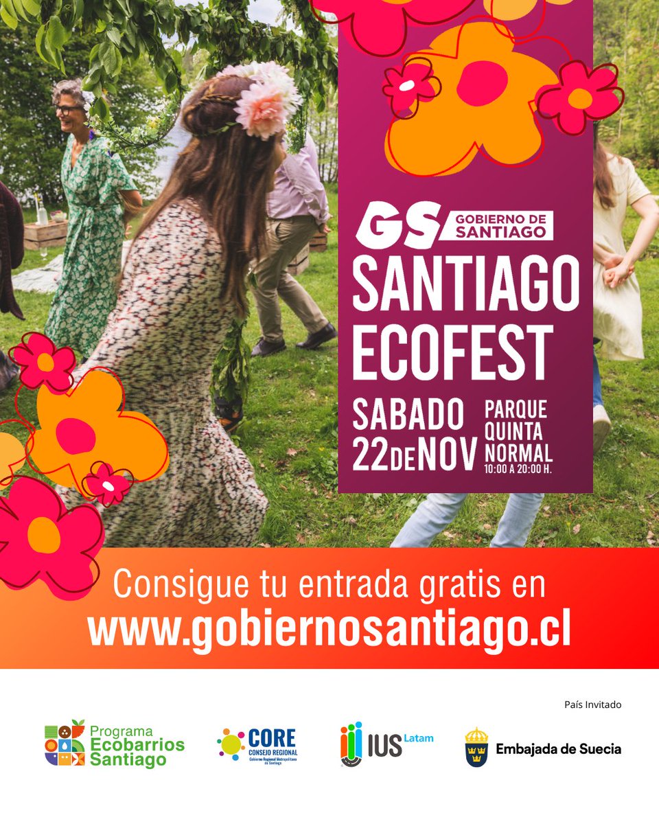 🌿🎶¡Vive el #SantiagoEcofest 2025! ✨

Este 22 de noviembre en el Parque Quinta Normal, el Gobierno de Santiago te invita a ser parte del festival ciudadano más inspirador del año. 💚 ⁠ ⁠  ⁠

 ⁠ 🎟️ Consigue tus entradas gratuitas en la web gobiernosantiago.cl