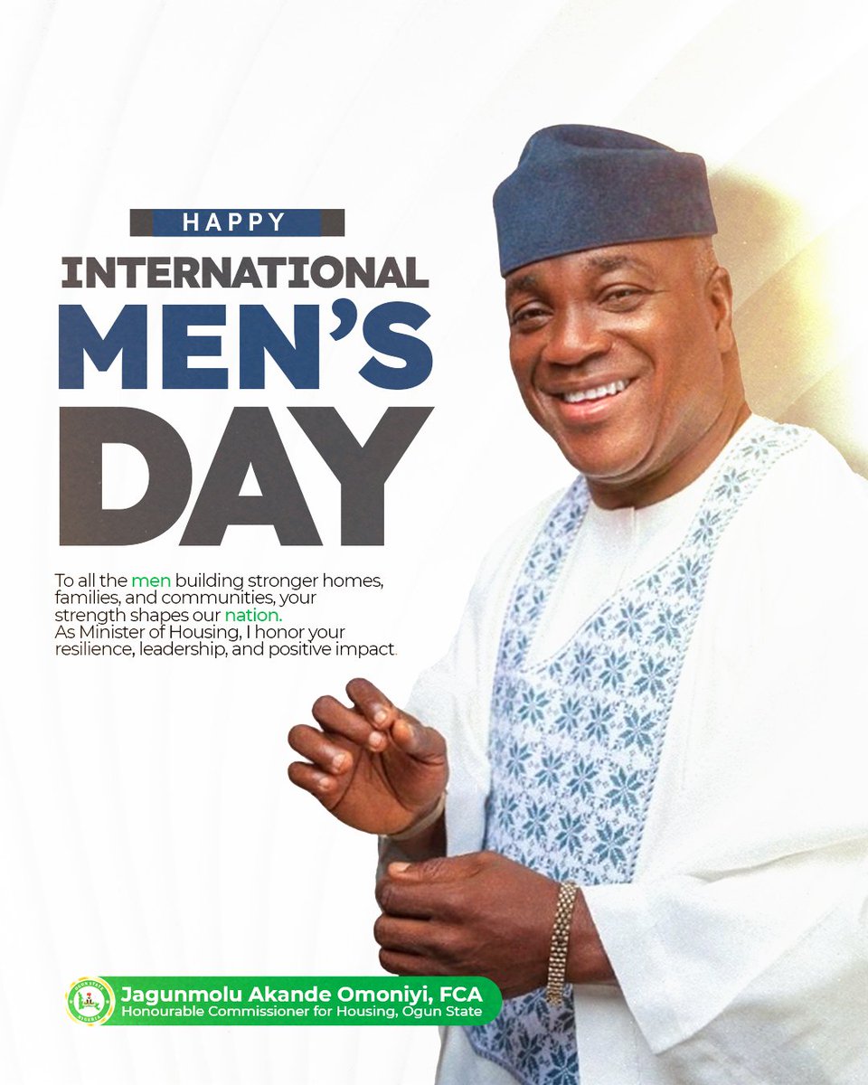 Happy International Men’s Day!

To every man making a positive impact, your effort matters, your presence inspires, and your leadership strengthens our nation.

#jagz #ogunstate #internationalmensday