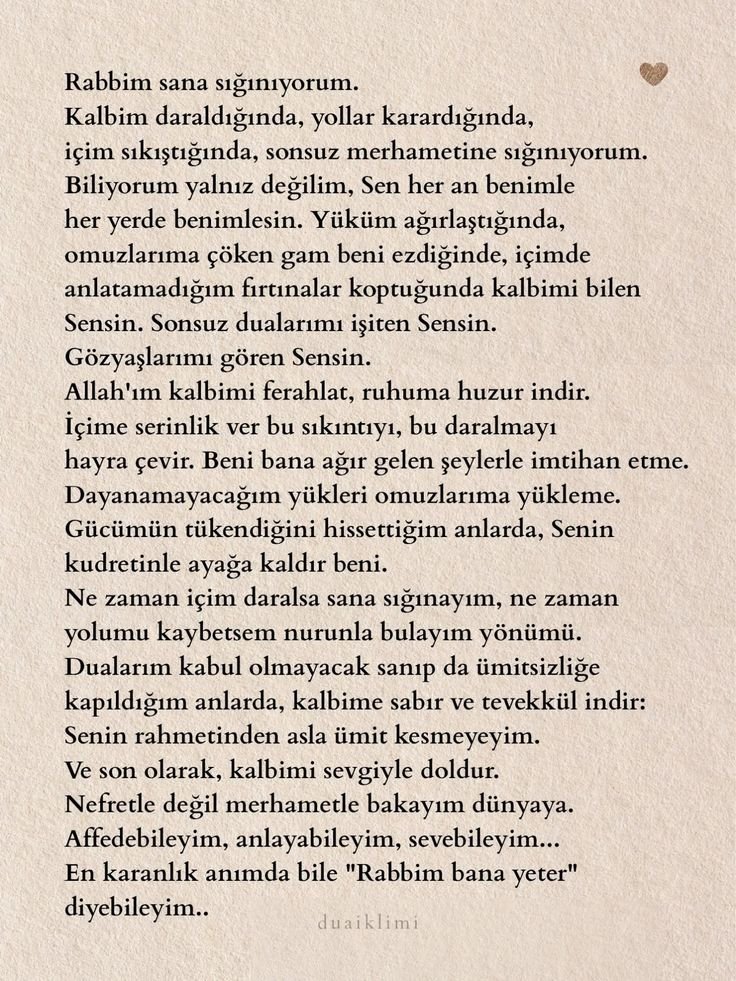 Yorumlara “Âmin” yaz ki bu dua senin de hayatına mühürlensin.
Paylaş ki başka gönüllere de ulaşsın. Çünkü bazen bir paylaşım birinin kaderini değiştirir…