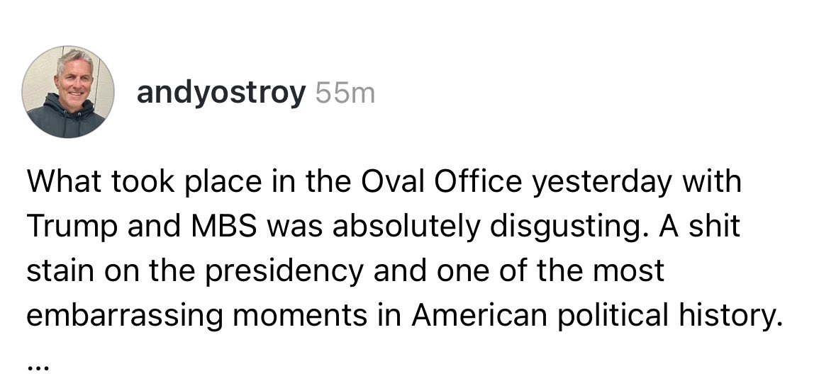 True, but actually, every day with him in the White House is “absolutely disgusting,” “embarrassing,” and a “shit stain on the presidency.”