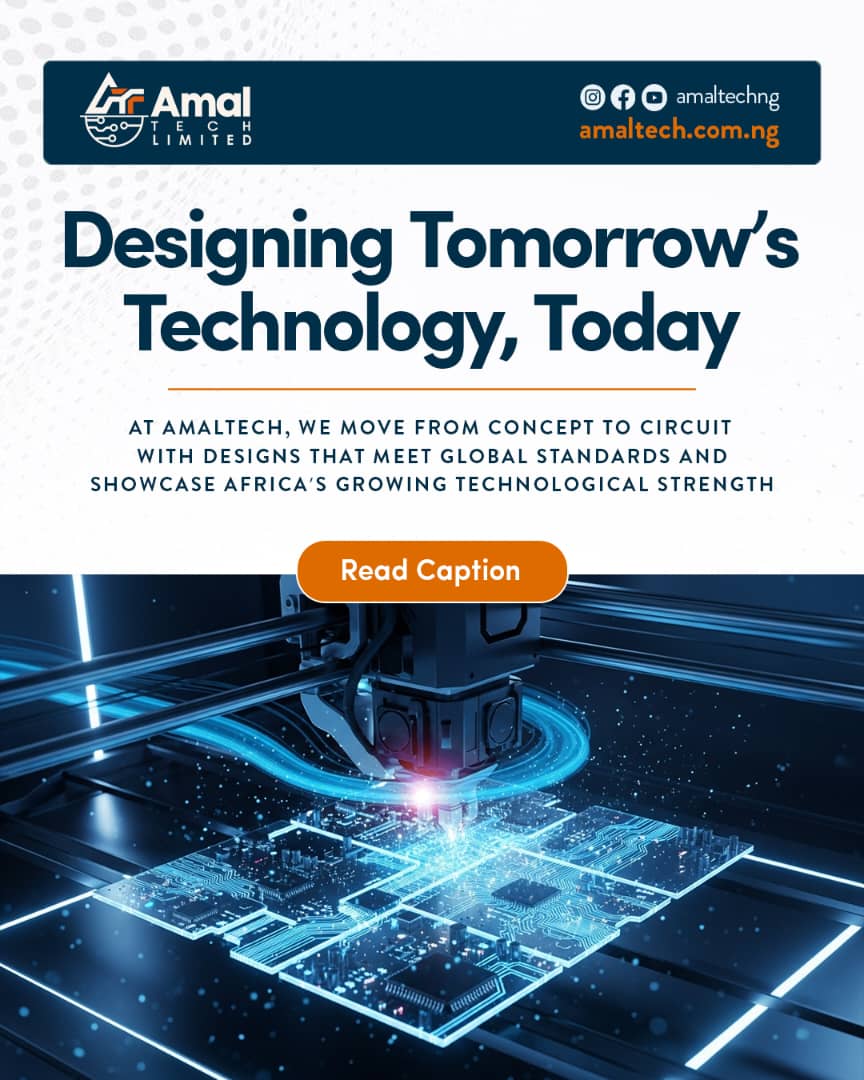 AmalTech_NG's tweet image. Designing Tomorrow’s Technology, Today

At Amal-Tech, we turn bold ideas into reliable, high-performance electronic systems through smart, precise engineering.

Learn more: info@amaltech.com.ng

#AmalTech #Innovation #EngineeringDesign #TechForAfrica