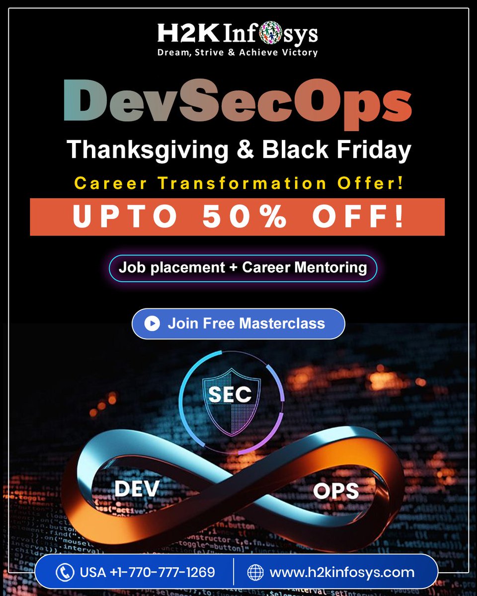 h2kinfosys's tweet image. Level up your career with DevSecOps mastery hands-on labs, real projects, and certification
Enroll Now : h2kinfosys.com/courses/aws-de…
📞 +1 770-777-1269 | 📧 training@h2kinfosys.com
👉 about H2kinfosys In One Click: h2kinfosys.com/quick-links/
#DevSecOps #DevSecOpsTraining #DevOps