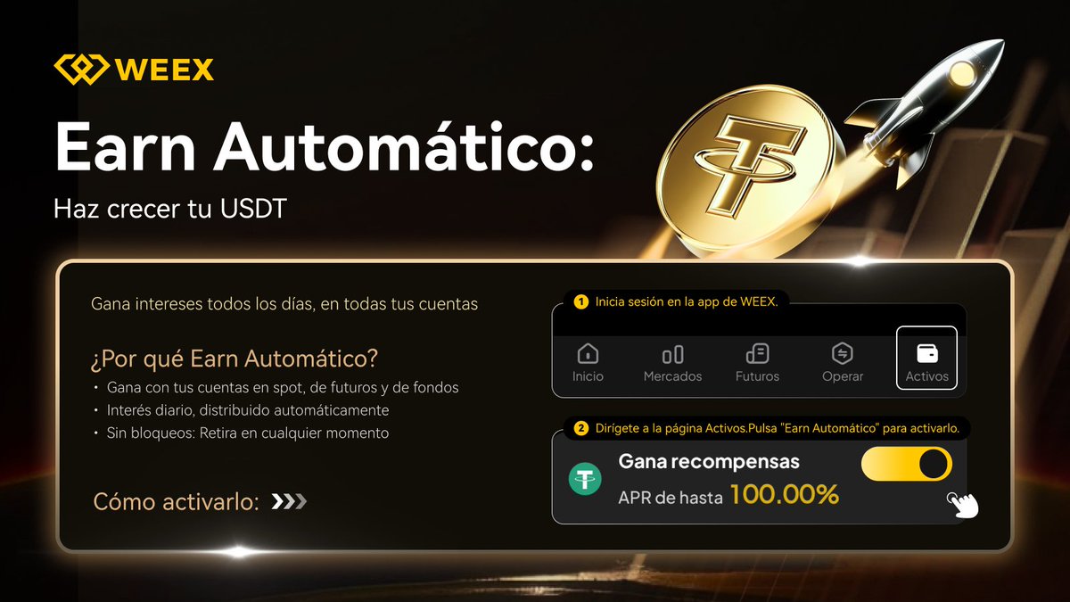 WEEX_Espanol's tweet image. ¡Gran Desafío: Auto-Earn!💰 

¡Tenemos 200 USDT para repartir entre 5 afortunados participantes! 🎉
Para participar y ganar, responde correctamente:

¿Qué tipo de saldo te permite generar intereses de forma automática con WEEX Auto-Earn?

A) 📊Saldo Spot 
B) 🏦Saldo de Fondos…