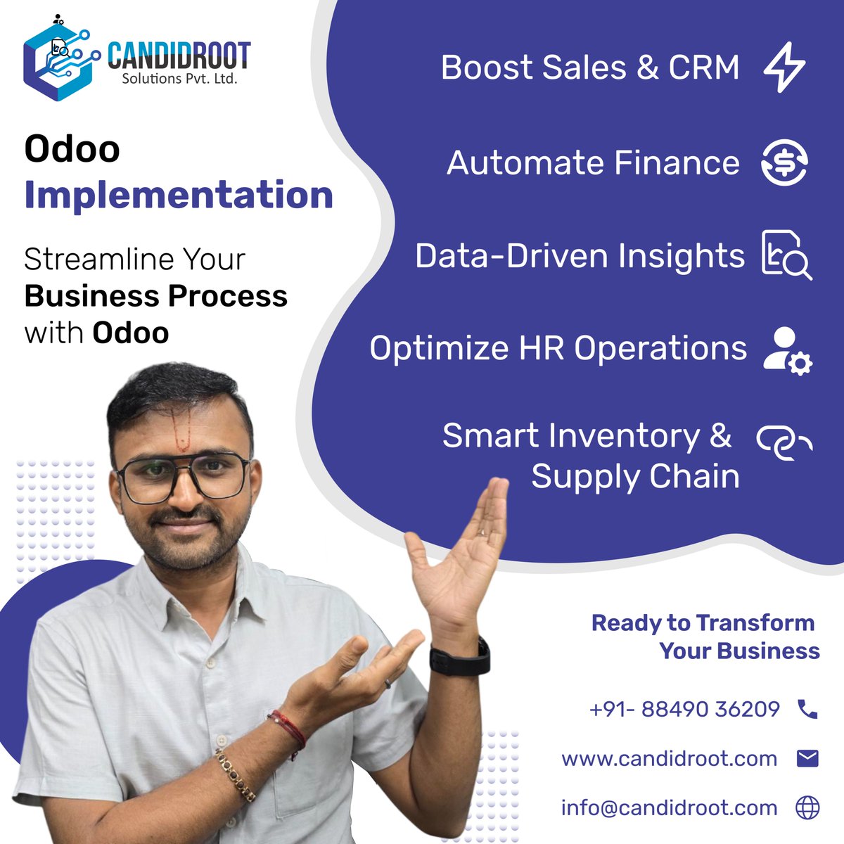 candidroot's tweet image. 🚀 Unlock the full potential of your business with #Odoo Implementation Services!

From CRM and Accounting to Inventory, HR, and eCommerce – Our #OdooImplementation Experts make digital transformation simple, smooth, and scalable.

Visit: candidroot.com/odoo-implement…