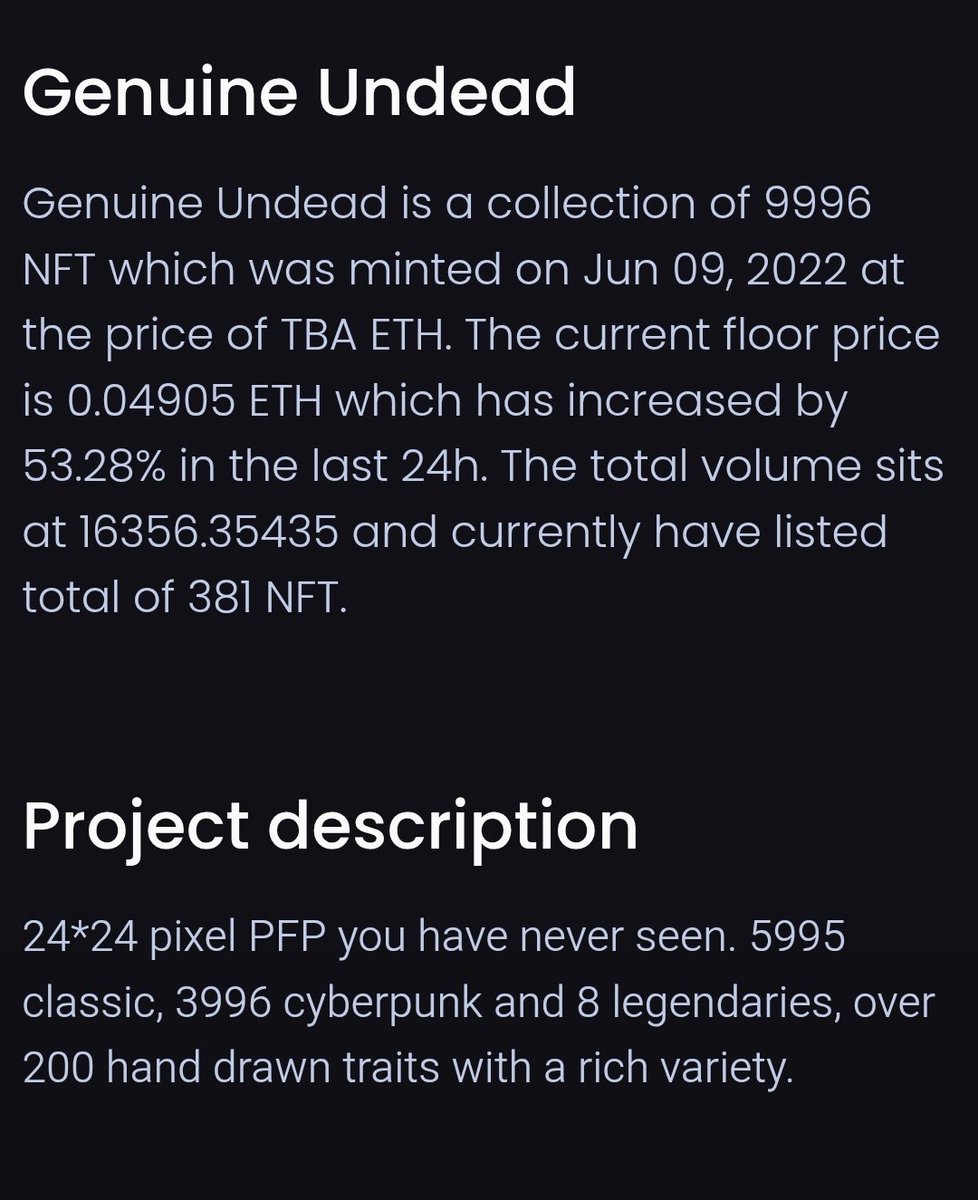 SibR1Ghosta's tweet image. Genuine Undead is 100% handmade.
I know @TaoKoltes
OG insider from day one.
The artist spent 6 months hand-crafting 200+ traits, pixel by pixel. No AI, no recycled assets.  
Only after that were the 9999 NFTs (Classic + Cyber) generated.  
Pure handmade work, zero algo artifacts
