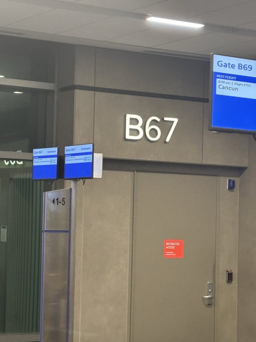 ParkHillDECA's tweet photo. We are off to DC for the #DECAPowerTrip. Looking forward to a great trip and we have a good sign at the gate to start the trip at KCI. SIX-SEVEN!!! https://t.co/gM1xubdw91